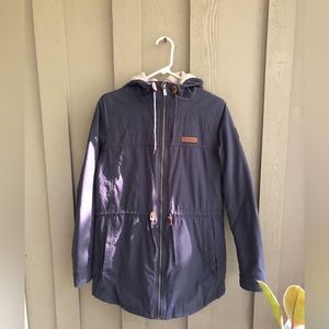 Blue Columbia Long Coat Sherpa and Leather Patches Chatfield Hill size small